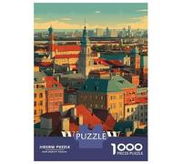 Rompecabezas De 1000 Piezas para Adolescentes Warsaw, Poland Cityscape Illustration Rompecabezas para Adultos Juegos Familiares Difícil Regalo De Cumpleaños, Regalos, 70x50cm/1000pcs