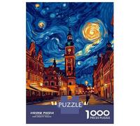 Rompecabezas De 1000 Piezas para Adolescentes Warsaw Poland Starry Night Art Rompecabezas para Adultos Juguete Decoración De Pared Mejora La Memoria Desafío Educativo 70x50cm/1000pcs