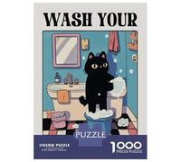 Rompecabezas De 1000 Piezas para Adolescentes Wash Your Little Paws Cat Bathroom Rompecabezas para Adultos Juegos Familiares Difícil Difícil Cumpleaños Y Navidad 52x38cm/1000pcs