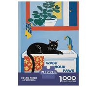 Rompecabezas De 1000 Piezas para Adolescentes Wash Your Paws Cat Rompecabezas para Adultos Juguete Decoración De Pared Decoración Difícil Y Desafiante 52x38cm/1000pcs
