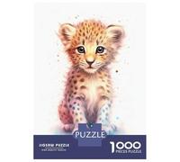 Rompecabezas De 1000 Piezas para Adolescentes Watercolor Baby Leopard Rompecabezas Juegos Relajantes para La Diversión Familiar Cumpleaños Y Navidad 38x26cm/1000pcs
