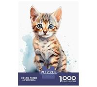 Rompecabezas De 1000 Piezas para Adolescentes Watercolor Bengal Cat Art Rompecabezas para Adultos Juego Práctico Montaje De Patrones Diversión En Casa Actividades, 70x50cm/1000pcs