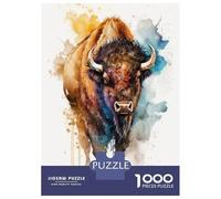 Rompecabezas De 1000 Piezas para Adolescentes Watercolor Bison Rompecabezas para Adultos Juguetes De Bricolaje Decoración del Hogar Regalo De Cumpleaños, Regalos, 52x38cm/1000pcs