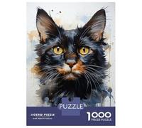 Rompecabezas De 1000 Piezas para Adolescentes Watercolor Cat Painting Art Print Rompecabezas para Adultos Juegos Divertidos Decoración Perfecta Regalo De Cumpleaños, Regalos, 52x38cm/1000pcs