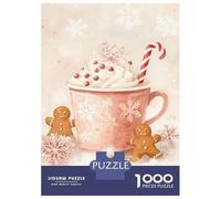Rompecabezas De 1000 Piezas Para Adolescentes Watercolor Christmas Cocoa with Gingerbread Men Rompecabezas Para Adultos Juguete Decoración De Pared Decoración De Pared Juego Desafiante Regalos 70x50cm