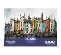 Rompecabezas De 1000 Piezas para Adolescentes Watercolor Cityscape Painting-1 Rompecabezas para Adolescentes Juego Práctico Desafío Difícil Oferta como Regalo para Toda La Familia 38x26cm/1000pcs