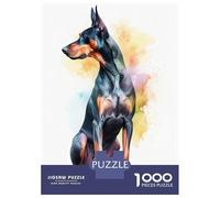 Rompecabezas De 1000 Piezas para Adolescentes Watercolor Doberman Puppy Rompecabezas para Adultos Juegos Divertidos Decoración Ayuda A Ejercitar El Cerebro 70x50cm/1000pcs