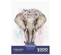 Rompecabezas De 1000 Piezas para Adolescentes Watercolor Flower Elephant Rompecabezas para Adultos Juegos Relajantes Vacaciones En Casa Matar El Tiempo 70x50cm/1000pcs