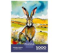 Rompecabezas De 1000 Piezas para Adolescentes Watercolor Hare in Field Rompecabezas para Adolescentes Juego De Ingenio Mejora La Memoria Diversión En Casa Actividades, 38x26cm/1000pcs