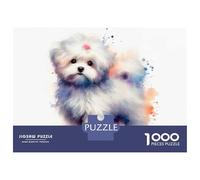 Rompecabezas De 1000 Piezas para Adolescentes Watercolor Maltese Puppy Portrait Rompecabezas para Adultos Juego Práctico Desafío Difícil Difícil Y Desafiante 52x38cm/1000pcs