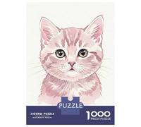 Rompecabezas De 1000 Piezas para Adolescentes Watercolor Painting of A Pink Kitten Rompecabezas para Adultos Juegos De Relajación Desafío Difícil Desafío Educativo 38x26cm/1000pcs