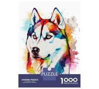 Rompecabezas De 1000 Piezas para Adolescentes Watercolor Siberian Husky Rompecabezas para Adultos Juego Práctico Desafío Difícil Difícil Y Desafiante 70x50cm/1000pcs