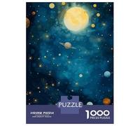 Rompecabezas De 1000 Piezas Para Adolescentes Watercolor Space with Planets And Stars Rompecabezas Para Adultos Juegos De Relajación Ensamblaje De Patrones Diversión En Casa Actividades, 52x38cm/1000p