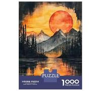 Rompecabezas De 1000 Piezas para Adolescentes Watercolor Sunset Landscape Art Print Rompecabezas Juegos Relajantes Análisis Y Lógica Juego Desafiante Regalos 38x26cm/1000pcs