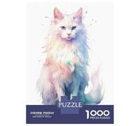 Rompecabezas De 1000 Piezas para Adolescentes Watercolor Turkish Angora Rompecabezas para Adultos Juguetes Antiestrés Regalos para Mujeres Interacción Entre Padres E Hijos 38x26cm/1000pcs