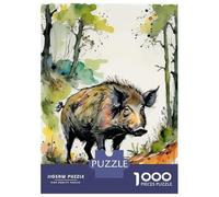 Rompecabezas De 1000 Piezas para Adolescentes Watercolor Wild Boar Rompecabezas para Adultos Juegos De Relajación Ensamblaje De Patrones Diversión En Casa Actividades, 38x26cm/1000pcs