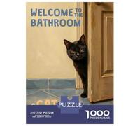 Rompecabezas De 1000 Piezas para Adolescentes Welcome to The Bathroom Cat Rompecabezas Juego De Ingenio Decoración De Pared Regalos De Cumpleaños Y Únicos 38x26cm/1000pcs