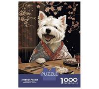 Rompecabezas De 1000 Piezas para Adolescentes Westie Dog Japanese Food Rompecabezas para Adolescentes Juguetes Antiestrés Patrón De Ensamblaje Desafío Educativo 70x50cm/1000pcs