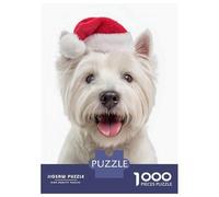 Rompecabezas De 1000 Piezas para Adolescentes Westie Dog with Santa Hat Rompecabezas para Adolescentes Juguetes Antiestrés Difícil Gran Regalo para Jugar 52x38cm/1000pcs