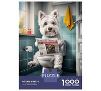Rompecabezas De 1000 Piezas para Adolescentes Westie on The Toilet Rompecabezas para Adultos Juego Familiar Antiestrés Cumpleaños Y Navidad 38x26cm/1000pcs