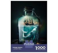 Rompecabezas De 1000 Piezas para Adolescentes Whale and Ship in A Bottle Rompecabezas Juegos Relajantes Análisis Y Lógica Juego Desafiante Regalos 70x50cm/1000pcs
