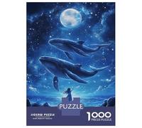 Rompecabezas De 1000 Piezas para Adolescentes Whale Dreams Under Moonlight Rompecabezas para Adultos Juegos Relajantes Desafío Difícil Diversión En Casa Actividades, 38x26cm/1000pcs