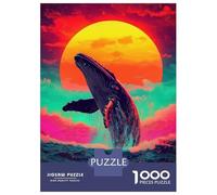 Rompecabezas De 1000 Piezas para Adolescentes Whale Jumping Sunset Rompecabezas para Adultos Juego Familiar Desafío Difícil 38x26cm/1000pcs