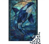 Rompecabezas De 1000 Piezas para Adolescentes Whale Stained Glass Artwork Rompecabezas para Adultos Juegos Divertidos Decoración Ayuda A Ejercitar El Cerebro 70x50cm/1000pcs