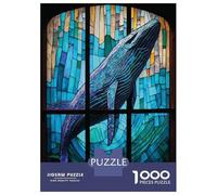 Rompecabezas De 1000 Piezas para Adolescentes Whale Stained Glass Rompecabezas para Adultos Juego De Ingenio Desafío Difícil Cumpleaños 38x26cm/1000pcs