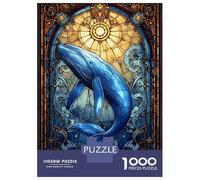 Rompecabezas De 1000 Piezas para Adolescentes Whale Stained Glass Rompecabezas para Adultos Juegos Relajantes Decoración De Pared 70x50cm/1000pcs