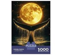Rompecabezas De 1000 Piezas para Adolescentes Whale Tail Under Full Moon Rompecabezas para Adultos Juegos Familiares Mejora La Memoria Regalos De Juegos Desafiantes 70x50cm/1000pcs