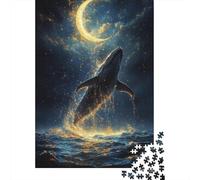 Rompecabezas De 1000 Piezas para Adolescentes Whale Watching Under Crescent Moon Rompecabezas para Adolescentes Juego De Ingenio Una Obra De Arte Diversión En Casa Actividades, 70x50cm/1000pcs