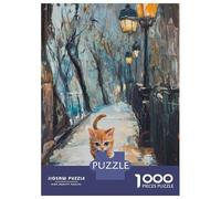 Rompecabezas De 1000 Piezas para Adolescentes Whimsical Cat Street Scene Rompecabezas para Adultos Juguetes De Bricolaje Montaje De Patrones Ayuda A Ejercitar El Cerebro 38x26cm/1000pcs