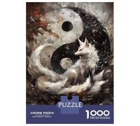 Rompecabezas De 1000 Piezas para Adolescentes White Fox and Yin Yang Rompecabezas Juego Familiar Mejora La Memoria Cumpleaños 52x38cm/1000pcs