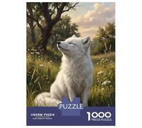 Rompecabezas De 1000 Piezas para Adolescentes White Fox in Meadow Rompecabezas para Adultos Juguetes Antiestrés Ensamblaje De Patrones Desafiante De Completar 52x38cm/1000pcs