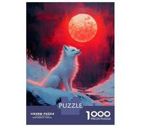 Rompecabezas De 1000 Piezas para Adolescentes White Fox Under Red Moon Rompecabezas Juego Familiar Mejora La Memoria Cumpleaños 70x50cm/1000pcs