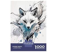 Rompecabezas De 1000 Piezas para Adolescentes White Fox Watercolor Art Rompecabezas para Adultos Juegos Familiares Decoración del Hogar Regalos Y Cumpleaños Únicos 38x26cm/1000pcs