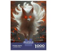 Rompecabezas De 1000 Piezas para Adolescentes White Fox with Fiery Eyes Rompecabezas para Adultos Juegos Relajantes Mejora La Memoria Ayuda A Ejercitar El Cerebro 52x38cm/1000pcs