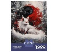 Rompecabezas De 1000 Piezas para Adolescentes White Fox Yin Yang Rompecabezas para Adultos Juguetes Antiestrés Regalos para Mujeres Desafiante De Completar 52x38cm/1000pcs