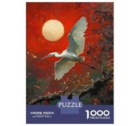 Rompecabezas De 1000 Piezas para Adolescentes White Heron in Flight Rompecabezas para Adultos Juegos Relajantes Que Mejoran La Memoria Regalos para Reducir El Estrés 52x38cm/1000pcs