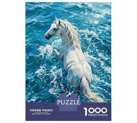 Rompecabezas De 1000 Piezas para Adolescentes White Horse in Blue Water Rompecabezas para Adultos Juguetes Antiestrés Difícil Difícil Cumpleaños Y Navidad 70x50cm/1000pcs