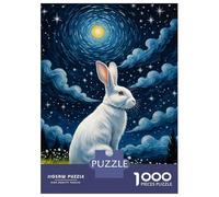 Rompecabezas De 1000 Piezas para Adolescentes White Rabbit Starry Sky Rompecabezas para Adultos Juegos De Relajación Corte De Precisión Regalos para Reducir El Estrés 38x26cm/1000pcs