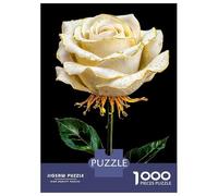 Rompecabezas De 1000 Piezas para Adolescentes White Rose with Gold Edges and Water Droplets Rompecabezas para Adultos Juguetes Antiestrés Desafío Difícil Desafiante De Completar 52x38cm/1000pcs