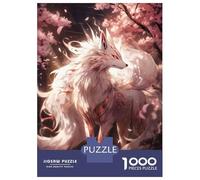 Rompecabezas De 1000 Piezas para Adolescentes White Sakura Kitsune Rompecabezas para Adolescentes Juegos Relajantes Decoración del Hogar Actividades Divertidas En Casa 38x26cm/1000pcs