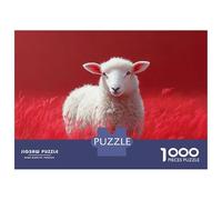 Rompecabezas De 1000 Piezas para Adolescentes White Sheep in Red Field Rompecabezas para Adolescentes Juegos Relajantes para La Diversión Familiar Juego Desafiante Regalos 38x26cm/1000pcs