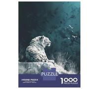 Rompecabezas De 1000 Piezas para Adolescentes White Tiger on Rock Rompecabezas para Adolescentes Juguetes Antiestrés Difícil Gran Regalo para Jugar 38x26cm/1000pcs