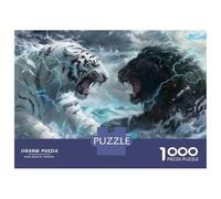 Rompecabezas De 1000 Piezas para Adolescentes White Tiger Vs Black Panther Epic Battle Rompecabezas para Adultos Juego Práctico Decoración del Hogar Cumpleaños Y Navidad 52x38cm/1