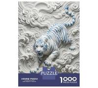 Rompecabezas De 1000 Piezas para Adolescentes White Tiger with Blue Stripes on Waves Rompecabezas para Adultos Juego Práctico Pero Divertido Y Humorístico para Cumpleaños, Navidad 38x26cm/1000pcs