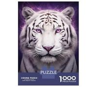 Rompecabezas De 1000 Piezas para Adolescentes White Tiger with Purple Aura Rompecabezas para Adultos Juegos Relajantes Vacaciones En Casa Matar El Tiempo Desafiante De Completar 70x50cm/1000pcs