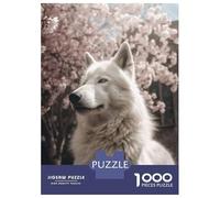 Rompecabezas De 1000 Piezas para Adolescentes White Wolf Cherry Blossom Rompecabezas Juegos Relajantes Decoración De Pared Regalos Y Cumpleaños Únicos 52x38cm/1000pcs